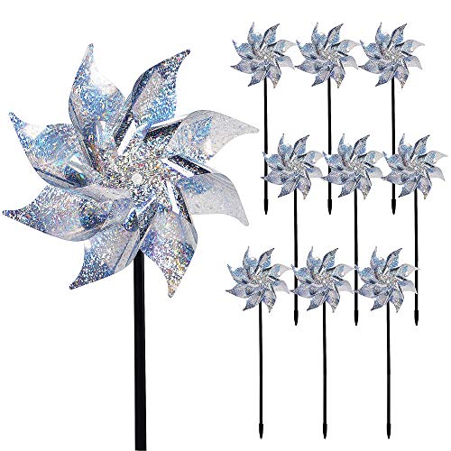 10 Pack Reflective Pinwheels with Stakes (10 Count)