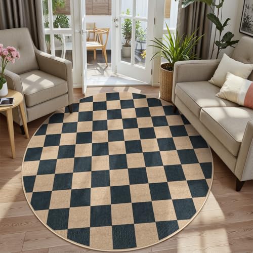 Checkered Easy Jute Outdoor Patio Area Rug 6ft Round (36 Sq Ft)