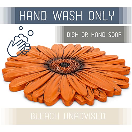 NAT & Jules Gerbera Daisy Flower Shaped Dimensional Indoor Outdoor 12 inch Cast Resin Decorative Garden Stepping Stone