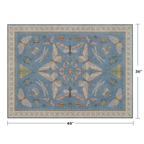 Washable Blue Rugs for Bedroom Bedside (12 Sq Ft)