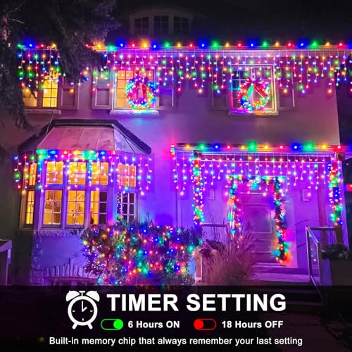 16.5FT 200 LED Icicle Lights for Outside