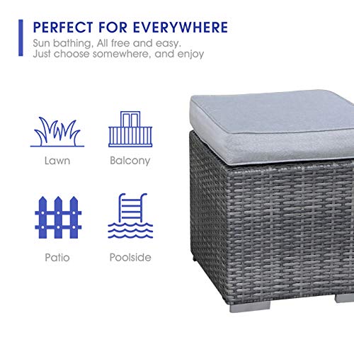 2 Pieces Assembled Outdoor Patio Ottoman