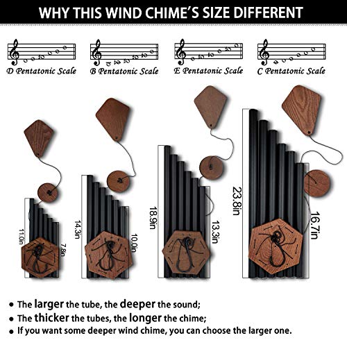 Memorial Wind Chimes 44 inch Black Deep Tone Sympathy Gift Patio Porch Home