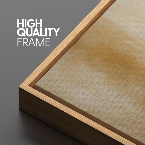 Large Framed Canvas Print Wall Art Minimalist Golden Brown Abstract Modern Neutral Illustrations Decorative Colorful for Bedroom