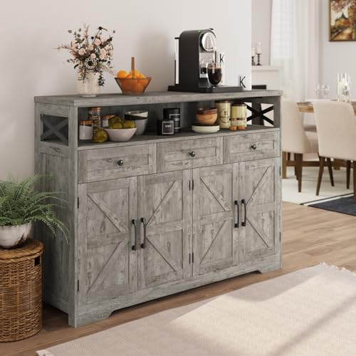 Farmhouse Buffet Cabinet with Drawers & Barn Doors