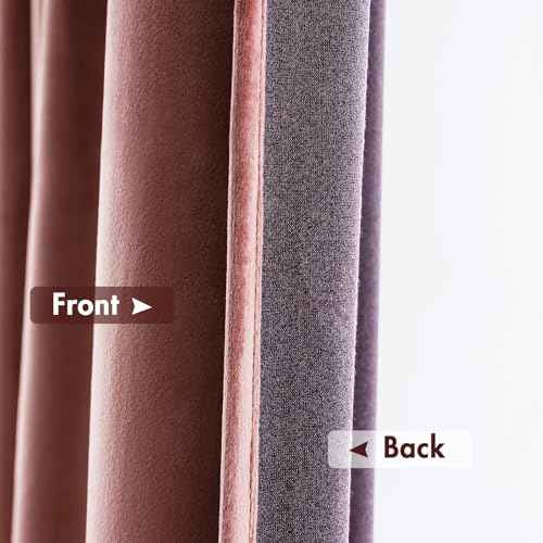 Dusty Rose Pink Velvet Room Darkening Curtains for Bedroom W52 x L94 (2 Count)