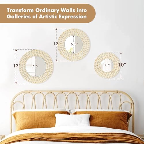 Boho Mirror Wall Decor for Living Room (3 Count)