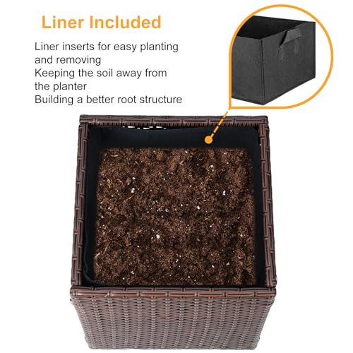 Set of 2 Large Square Planter with Removable Liner (2 Count)