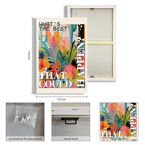 What's the Best That Could Happen Maximalist Floral Framed Canvas Painting Wall Art Decor