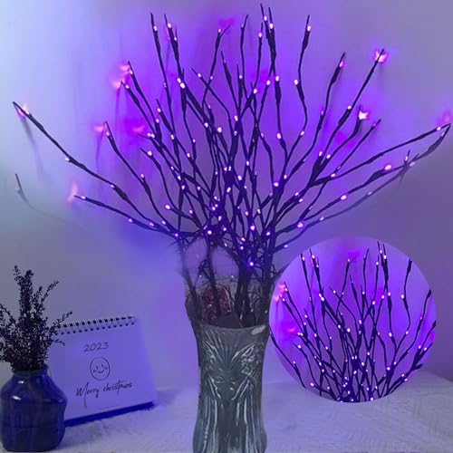 2 Pack Led Branch Light Battery Operated Lighted Branch Vase Filler Willow Tree Artificial Little Twig Power Brown 30 Inch 20 LED for Home Outdoor Indoor Romantic Decoration (2 Count)