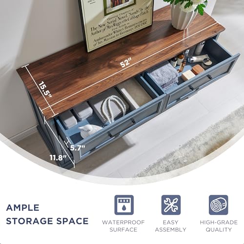 52" Wide Farmhouse 6 Drawer Dresser for Bedroom