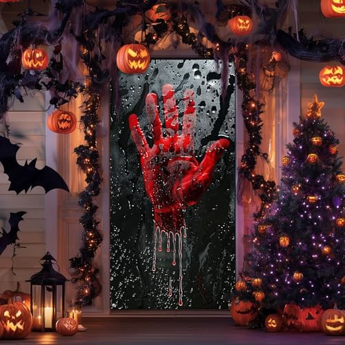 Door Cover Red 35x71 Inch Polyester