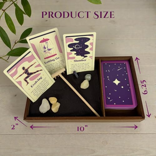 Wooden Zen Garden with Daily Affirmation Cards for Women and Men