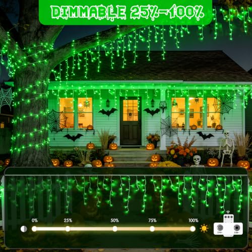 Green Icicle Halloween Lights Outdoor (38.8 Foot)