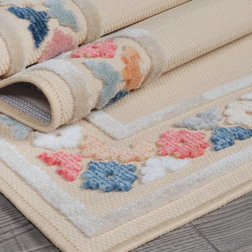 Outdoor Rug 6x9 Modern Bordered Area Rugs for Indoor and Outdoor Patio Easy to Clean Non Shedding Living Room Porch Garden Washable Outside Carpet