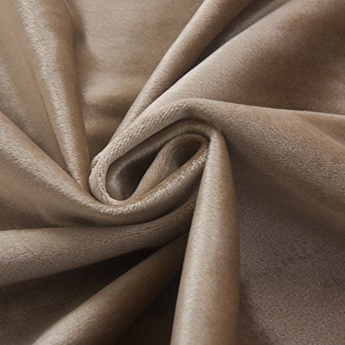 Super Soft Luxury Velvet Curtains Set of 2 Sand Color Room Darkening Blackout Drapes Drapery Cream 52 Inch Wide by 120 Inch Length with Grommet Sand