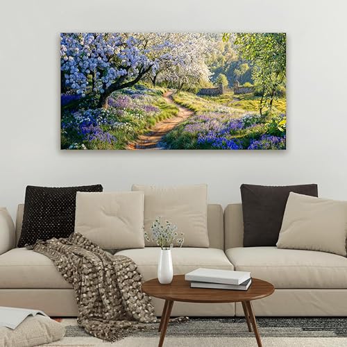 Flower Tree Landscape Wall Art Print Green Wall Art For Living Room 20"x40"