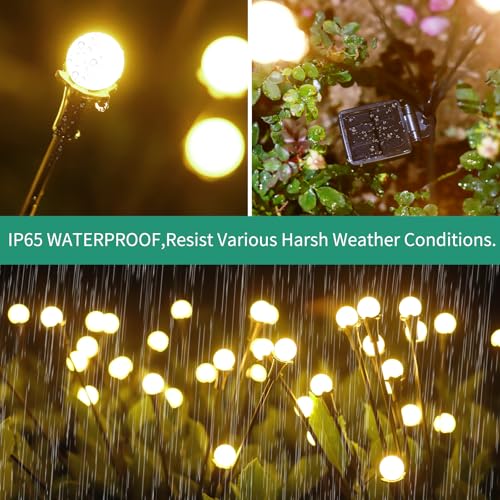 Solar Lights Outdoor Waterproof 4 Pack of 32 LEDs Garden Patio Firefly Decoration Unique Gifts Women Grandparents (4 Count)