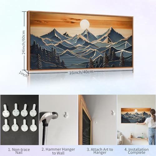 Large Mountains Framed Canvas Wall Art