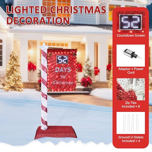 5FT Lighted Christmas Countdown Sign