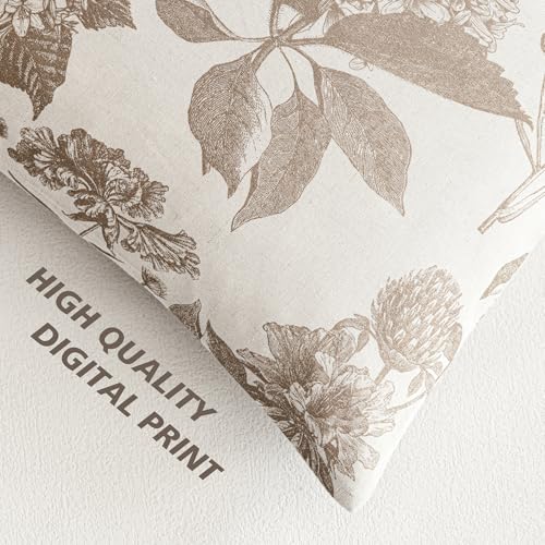 Set of 2 Linen Floral Throw Pillow Covers Vintage Accent Print Decorative Cushion Covers Farmhouse Boho Home Decor for Sofa Chair Couch Bedroom Living Room (2 Count)