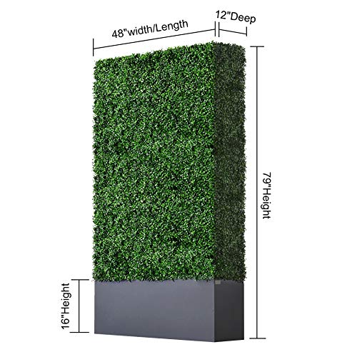 Upgraded Artificial Boxwood Hedge Wall with Dark Gray Stainless Steel Planter Box