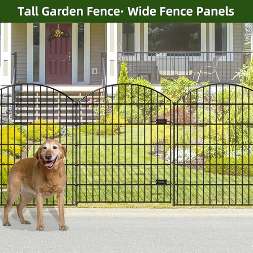 Heavy Duty Metal Garden Fence with Gate 43.2 in x 14.75ft