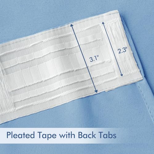 Sky Blue Back Tab Blackout Curtains 52x96 Inch Long 2 Panels Set (2 Count)