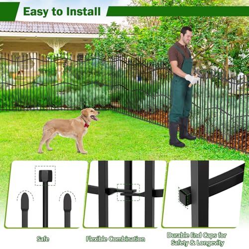 No Dig Garden Fence 48" H x 18'L Decorative Yard Dog Outdoor Panels (9.5 Sq Ft)