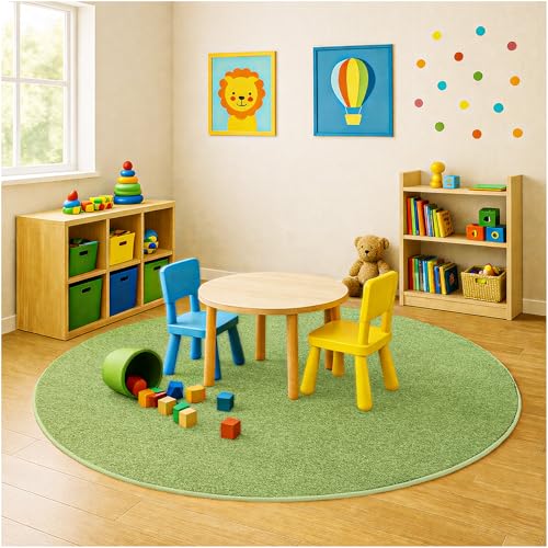 Soft & Colorful 8' Round Kids Classroom Area Rug