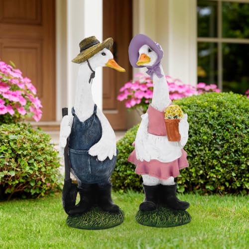 Large Porch Goose Statue Yard Concrete Geese Decor Garden Decorations (3 Count)