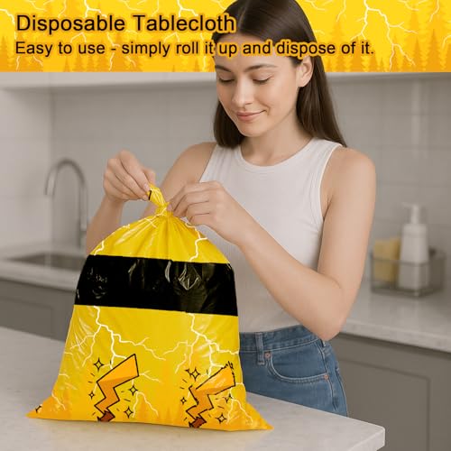 6 Pack Yellow Cartoon Plastic Birthday Tablecloths (6 Count)