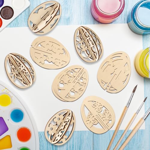 DIY 3D Easter Eggs Wood Crafts to Paint (24 Count)