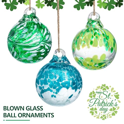 3Pcs Hand Blown Glass Gazing Balls 2.3in Hanging Friendship Ball for Garden (3 Count)
