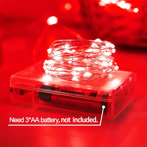 Halloween Christmas Red Fairy String Lights Battery Operated (33 Foot)