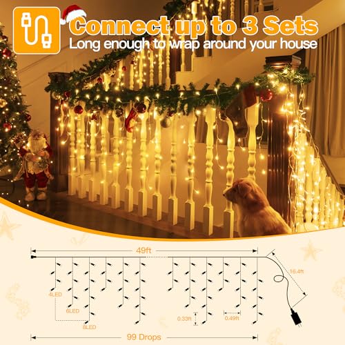 Icicle Lights Outdoor Warm White