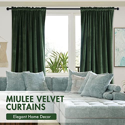 Olive Green Blackout Velvet Curtains Drapes 63 Inch Long 52"x63" (2 Count)