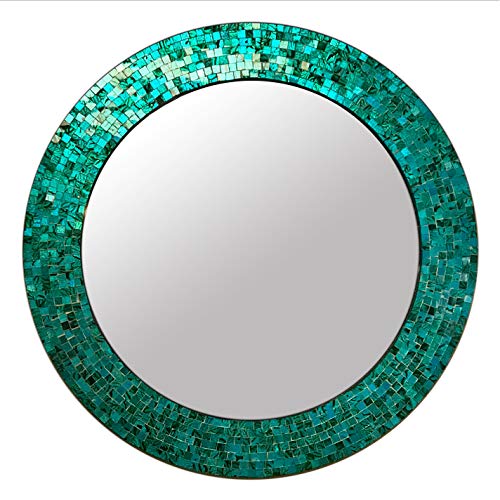 24" Round Rainbow Mosaic Wall Mirror