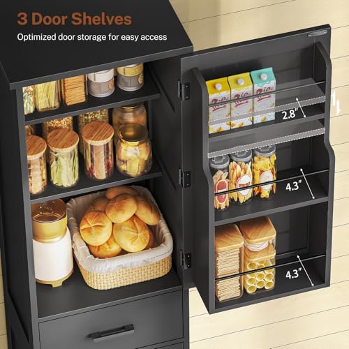 Tall Storage Cabinet with Door Shelves & Drawer