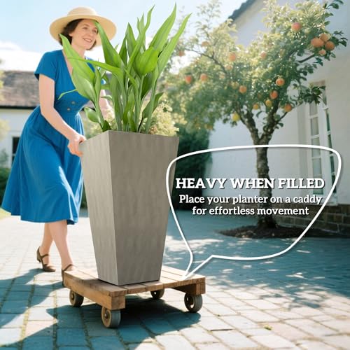 28 in Tall Planters for Outdoor Plants with Drainage Holes (3 Count)