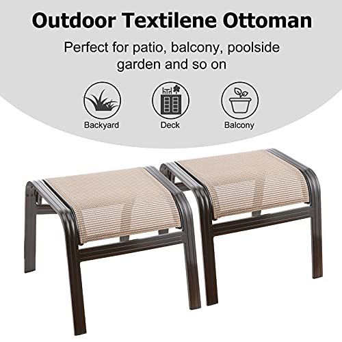 Outdoor Patio Footstools Aluminum Outdoor Ottomans Footrest Small Seating Wicker Furniture Patio Ottoman 2 Pieces Brown (2 Count)