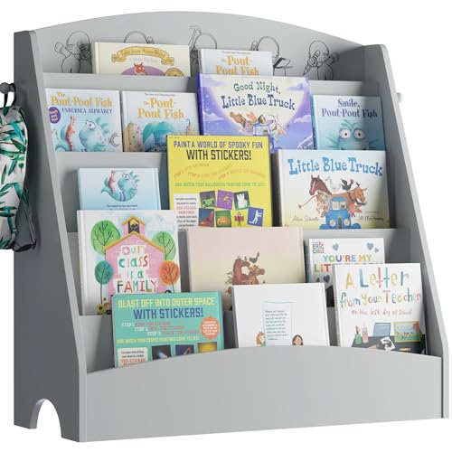 5 Tier Kids Bookshelf Montessori Toddler Book Rack Gray