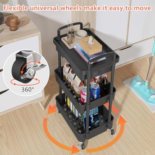 3 Tier Utility Cart with Drawer & Wheels