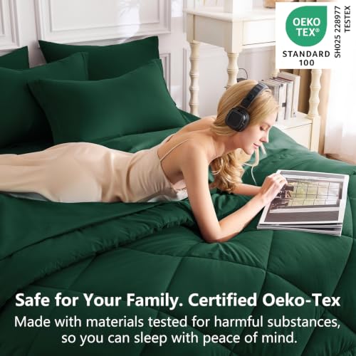 King Comforter Set 102"x90" Emerald Green