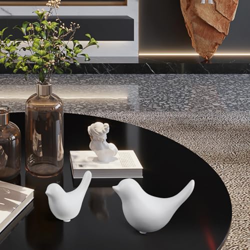 Small White Birds Statues Home Decor Modern Style Decorative Ornaments for Living Room Decor (2 Count)