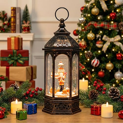 Animated Gingerbread Nutcracker with Moving Figurines Lighted Water Lantern