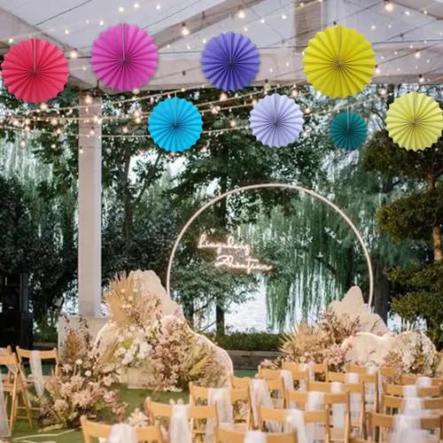 Yellow Party Decorations Lemon Yellow Hanging Paper Fan Bulk 12in