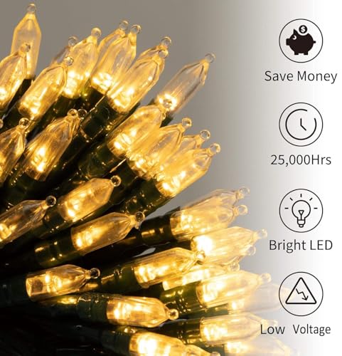 Battery Operated Christmas Lights 4 Pack 18 FT 50 LED Warm White (110 Foot)