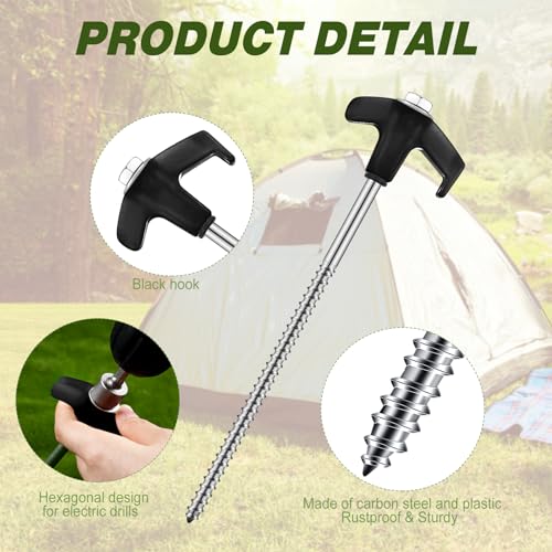 20 Pcs 8" Screw in Tent Stakes Ground Anchors (20 Count)