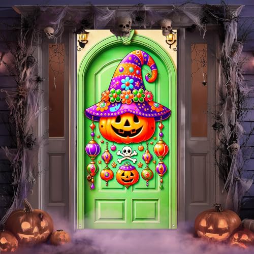 Halloween Door Banner Jack Lantern 35x71 Inch Polyester